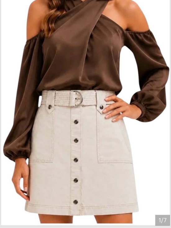 White House Black Market Dresses & Skirts - White House Black Market NWT Belted Snap Up Front Utility Boot Skirt in Oat 4